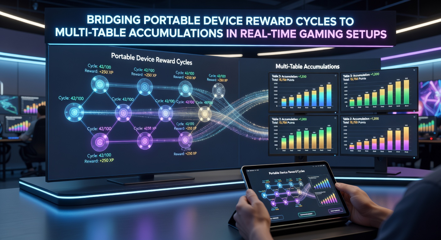 Darstellung eines mobilen Gaming-Interfaces mit synchronisierten Belohnungszyklen und Multi-Tisch-Akkumulationen in Echtzeit