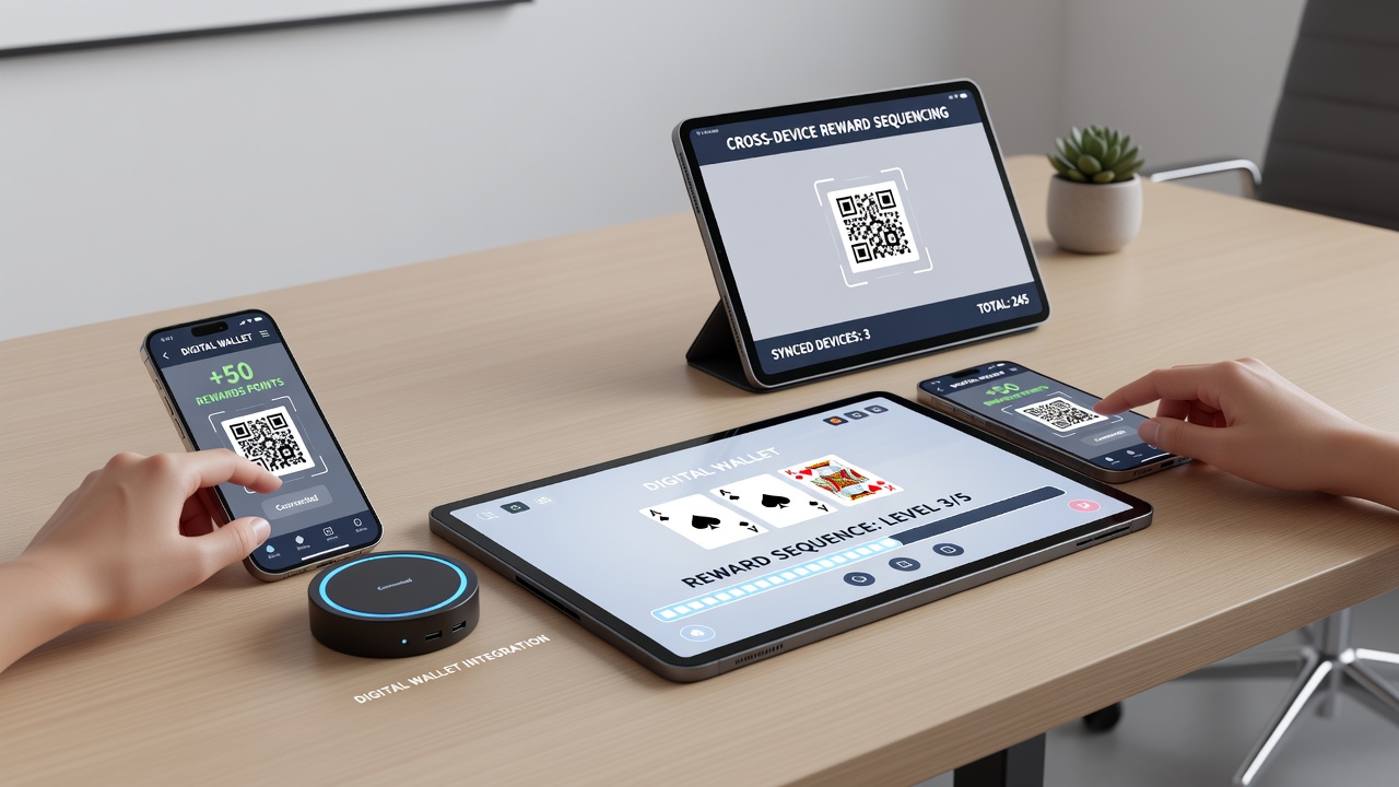 Portables Tischspiel mit digitaler Wallet-Verknüpfung für Belohnungssequenzen