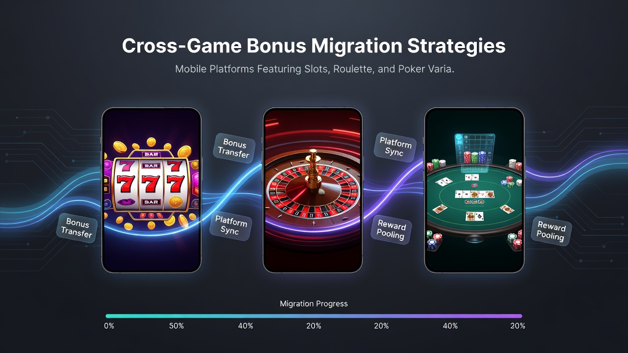 Dashboard mit Bonus-Migration zwischen verschiedenen Casino-Spielen auf Smartphone