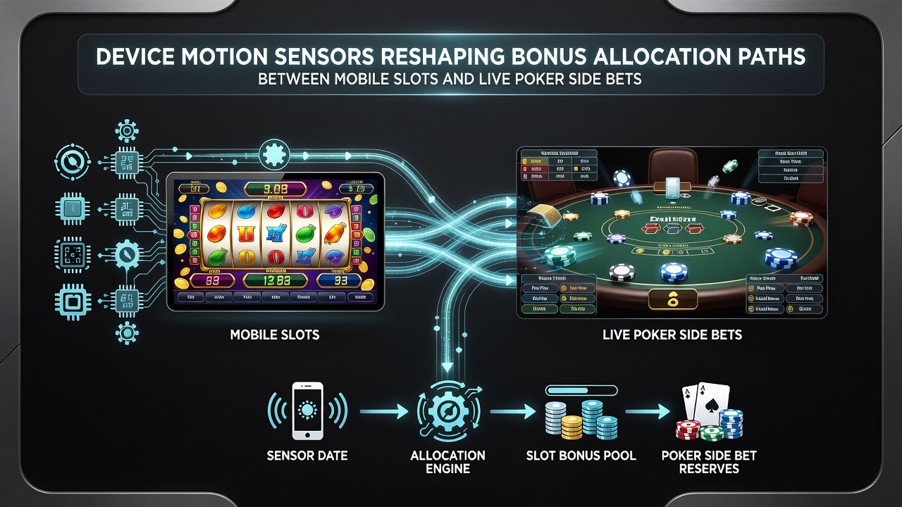 Illustration von Datenflüssen zwischen mobilen Slots und Poker-Seitenwetten über Sensor-Technologie