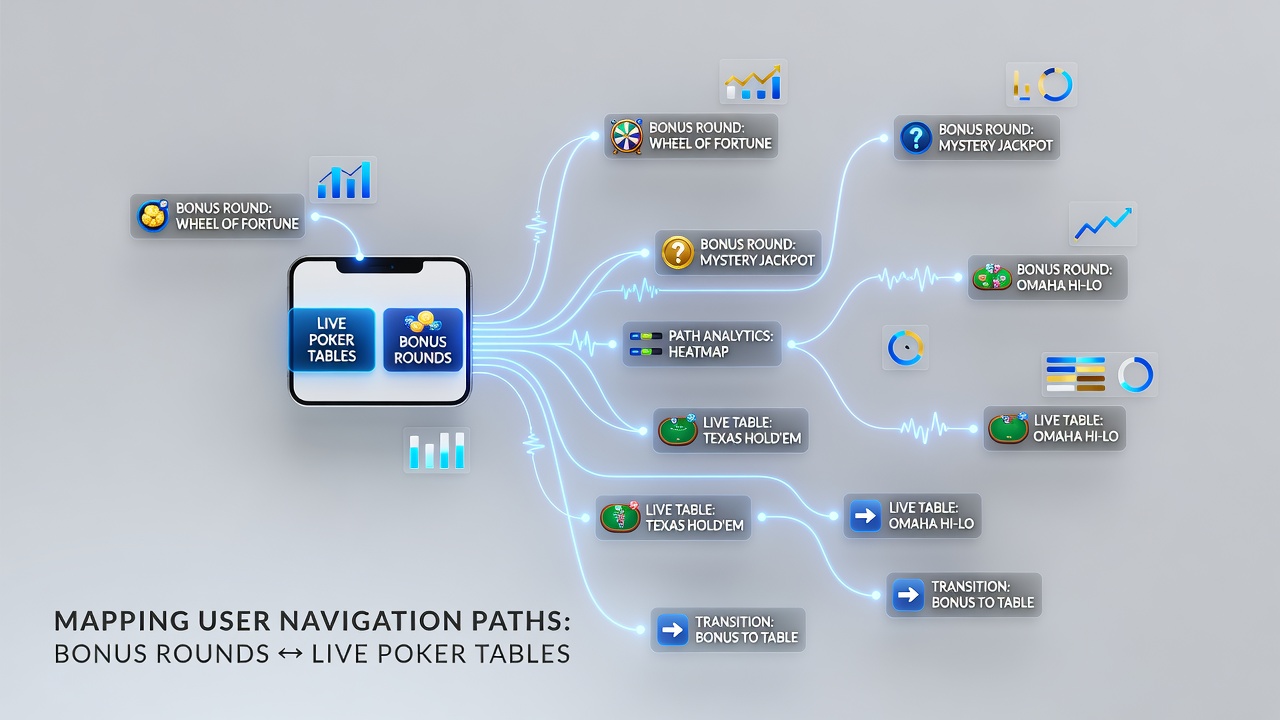 Beispiel für sequenzielle Navigation in mobilen Apps zwischen Bonus und Poker