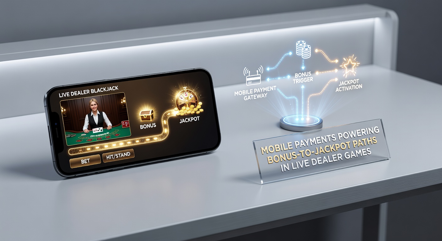 Grafik zeigt sichere mobile Zahlungsflüsse in Live-Dealer-Umgebungen, mit Icons für Verschlüsselung, Biometrie und Jackpot-Aktivierung